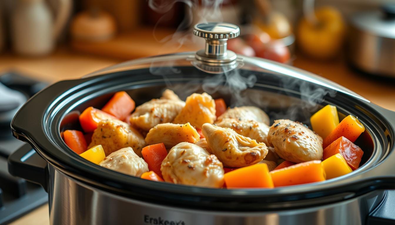 Is it better to cook chicken on high or low in a slow cooker?