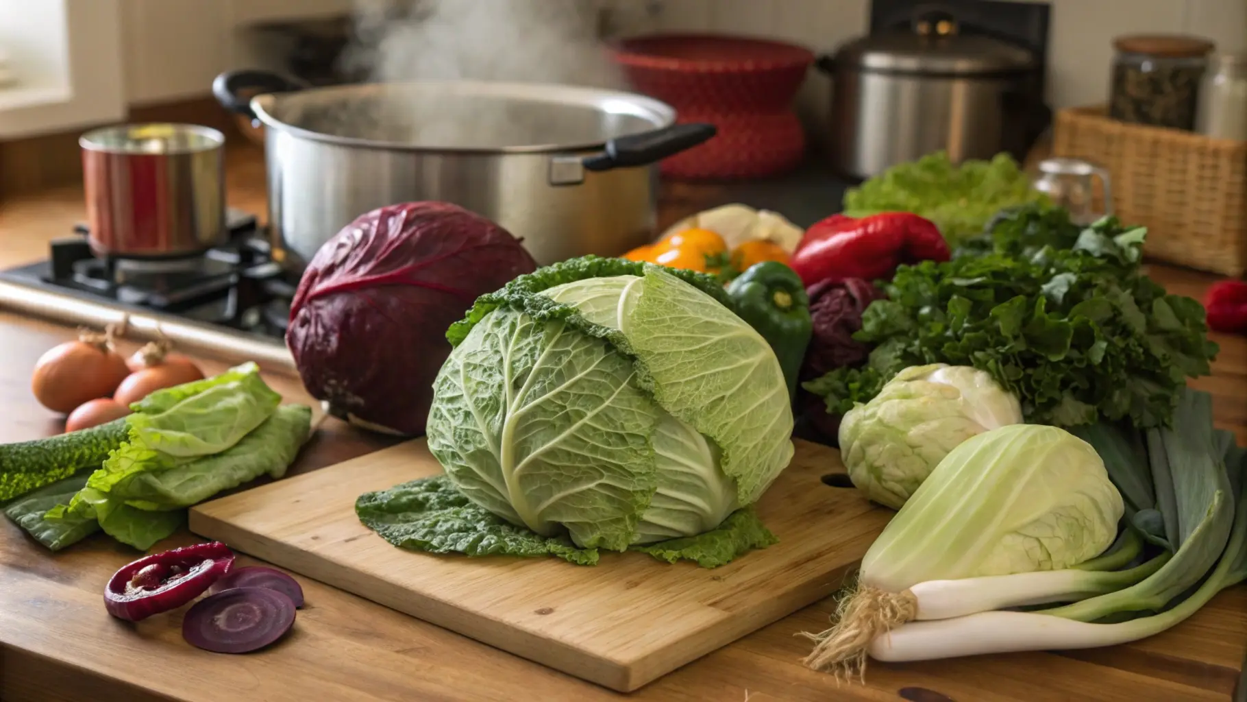 Varieties of cabbage on a wooden board – what is the healthiest way to eat cabbage