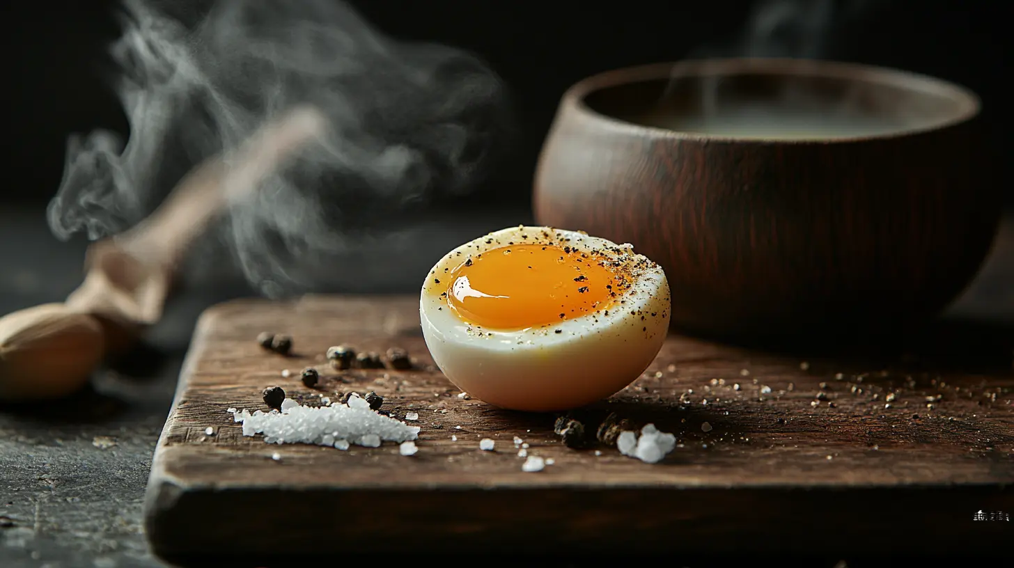 Peeling a 3-minute soft-boiled egg.